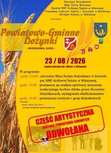 Dożynki powiatowo-gminne Wiśniowa 2026