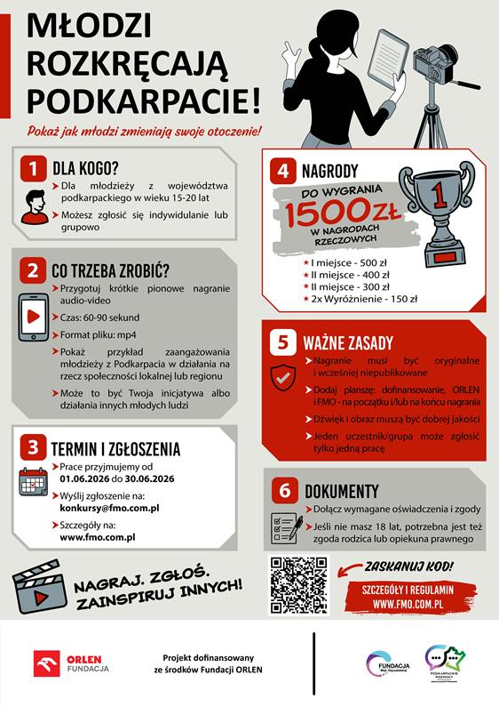 Konkurs dla młodzieży w&nbsp;wieku 15&ndash;20 lat - &bdquo;Młodzi Rozkręcają Podkarpacie&rdquo;