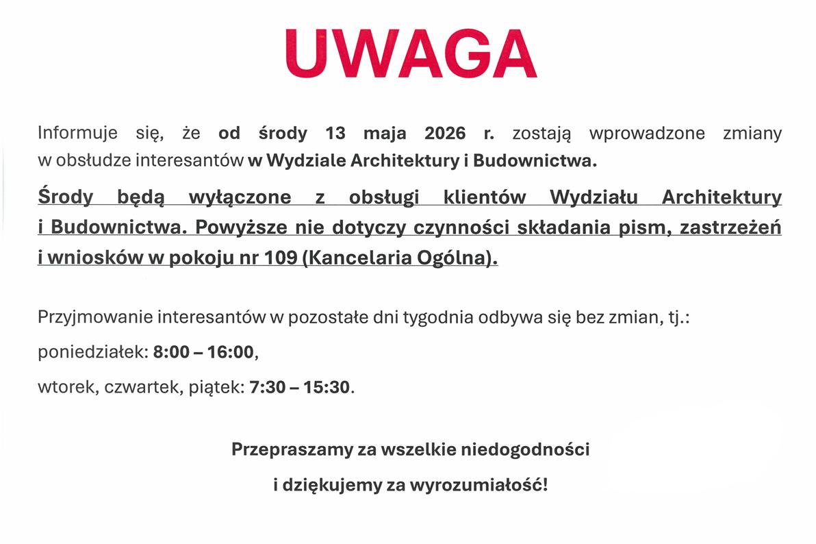 Zmiana godzin pracy