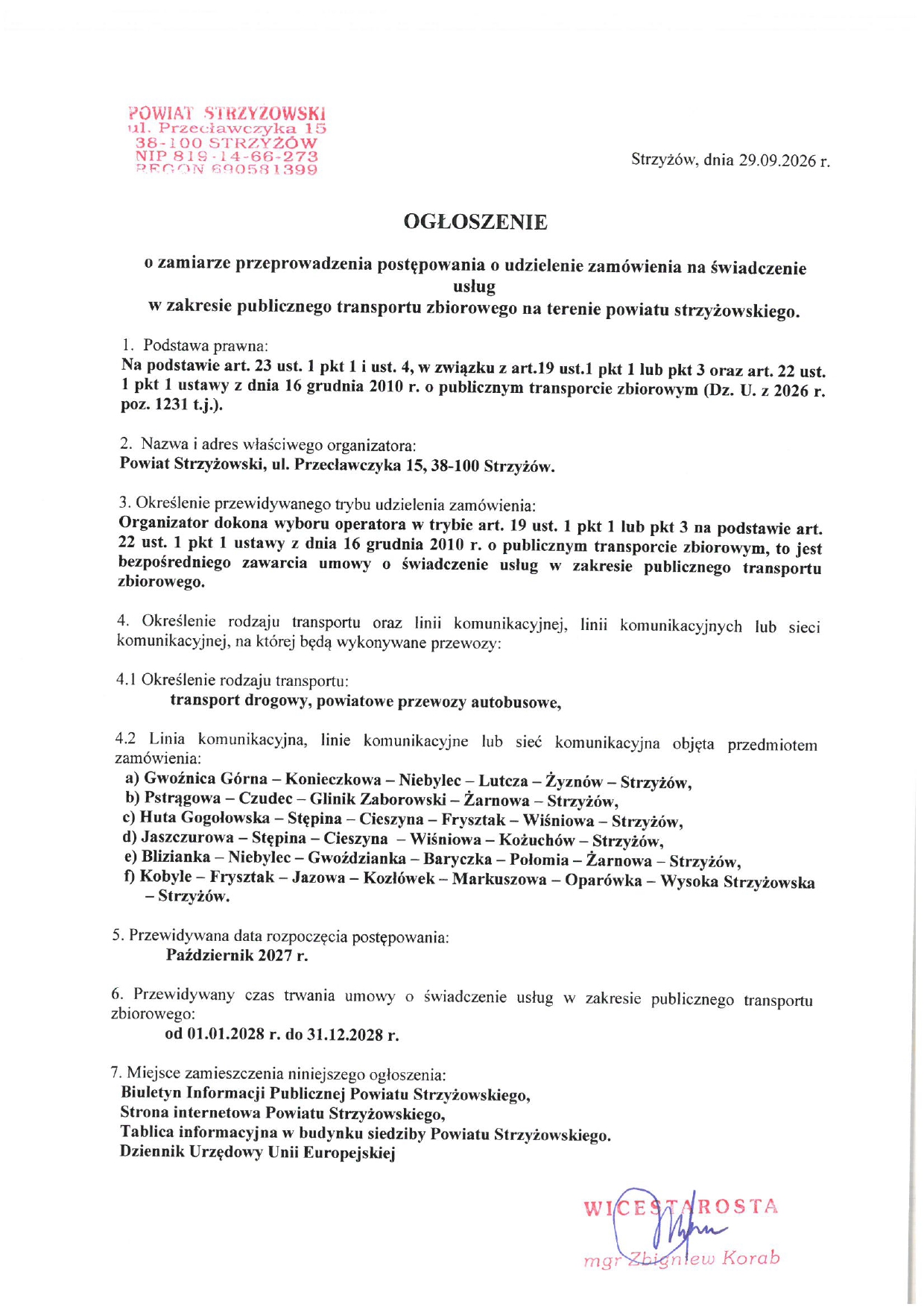 ogłoszenie