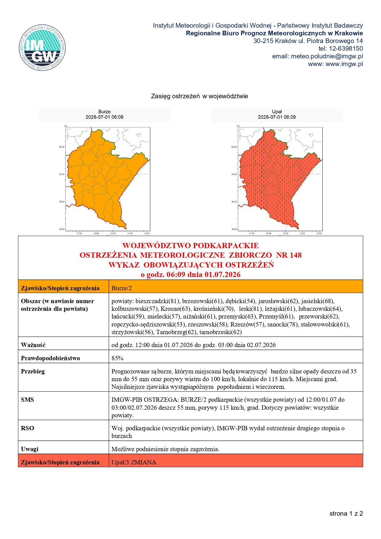 ostrzeżenie meteorologiczne