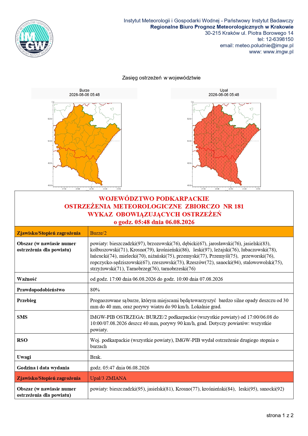 ostrzeżenie meteorologiczne