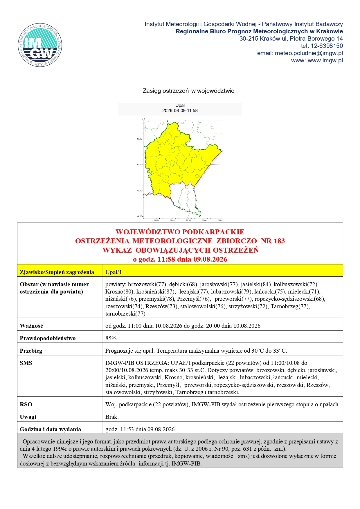ostrzeżenie meteorologiczne