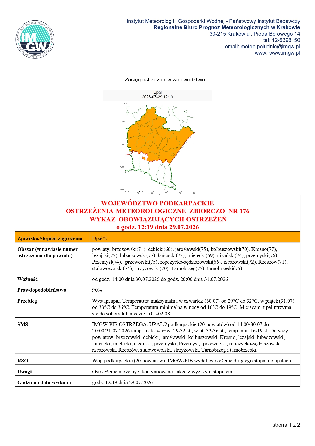 ostrzeżenie meteorologiczne