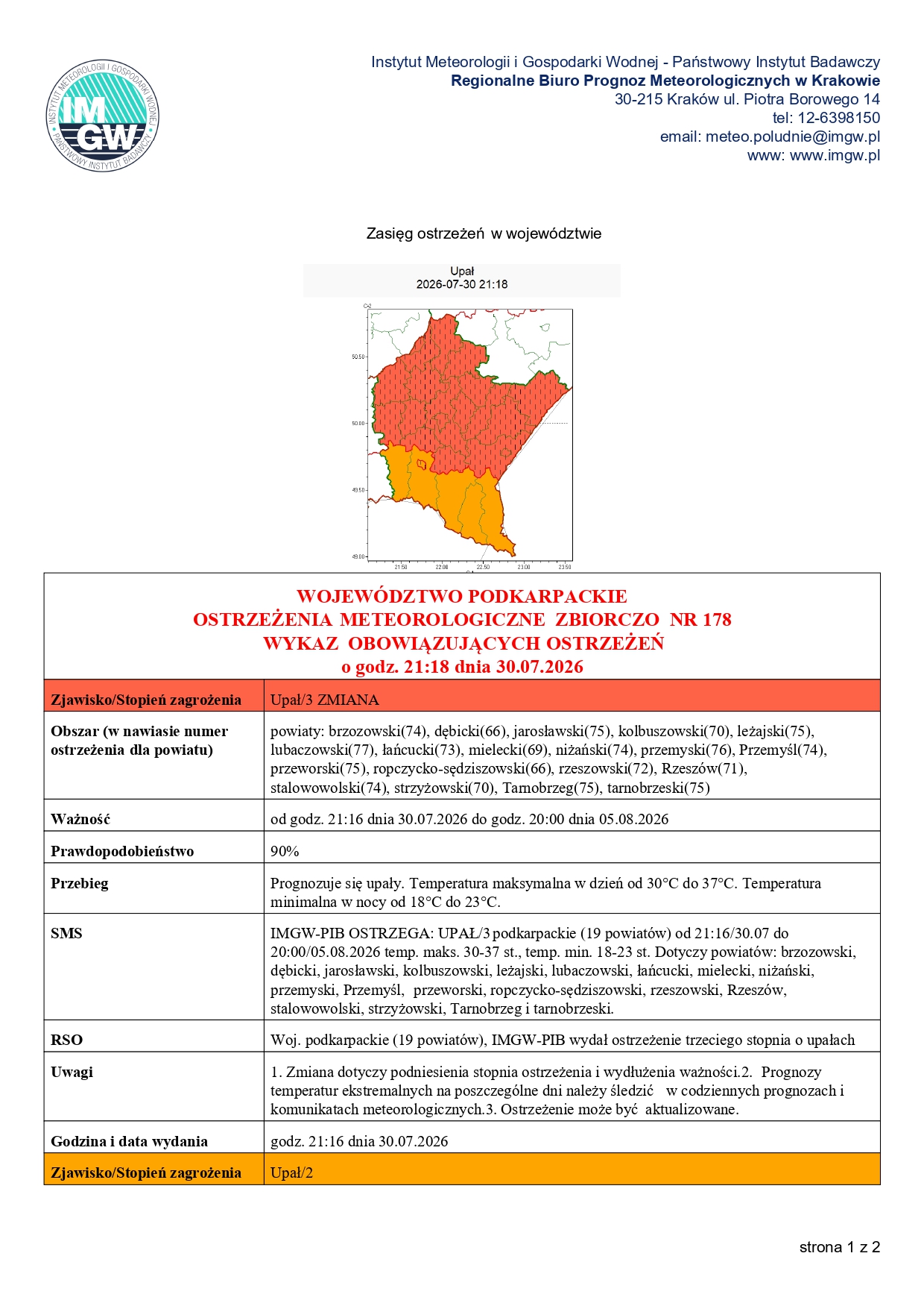 ostrzeżenie meteorologiczne