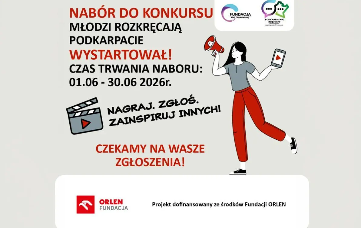 Konkurs dla młodzieży w wieku 15–20 lat - „Młodzi Rozkręcają Podkarpacie”