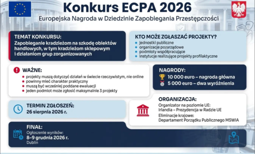 Informacja o konkursie Europejskiej Nagrody w Dziedzinie Zapobiegania Przestępczości 2026
