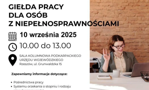 Grafika informująca o giełdzie dla osób niepełnosprawnych